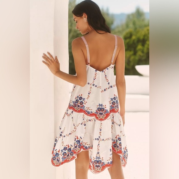 NWT! Anthropologie Celandine Plunge-Neck Drop-Waist Cotton Midi Dress Size XS ⚫️ - Picture 2 of 4